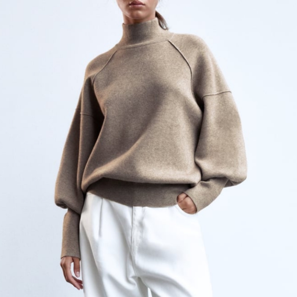 Zara Mink Mock Neck Sweater S